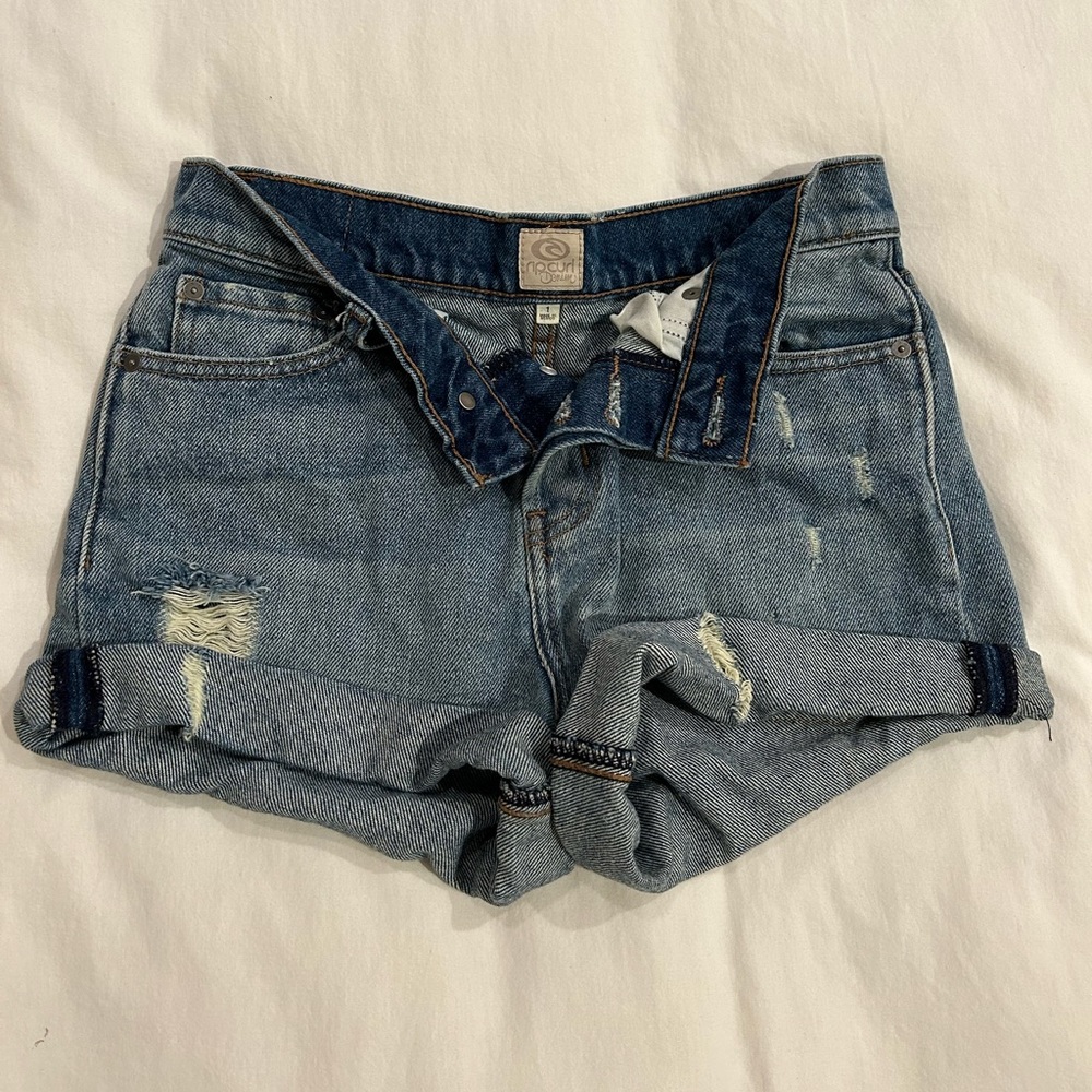 Rip curl denim blue shorts mid wash